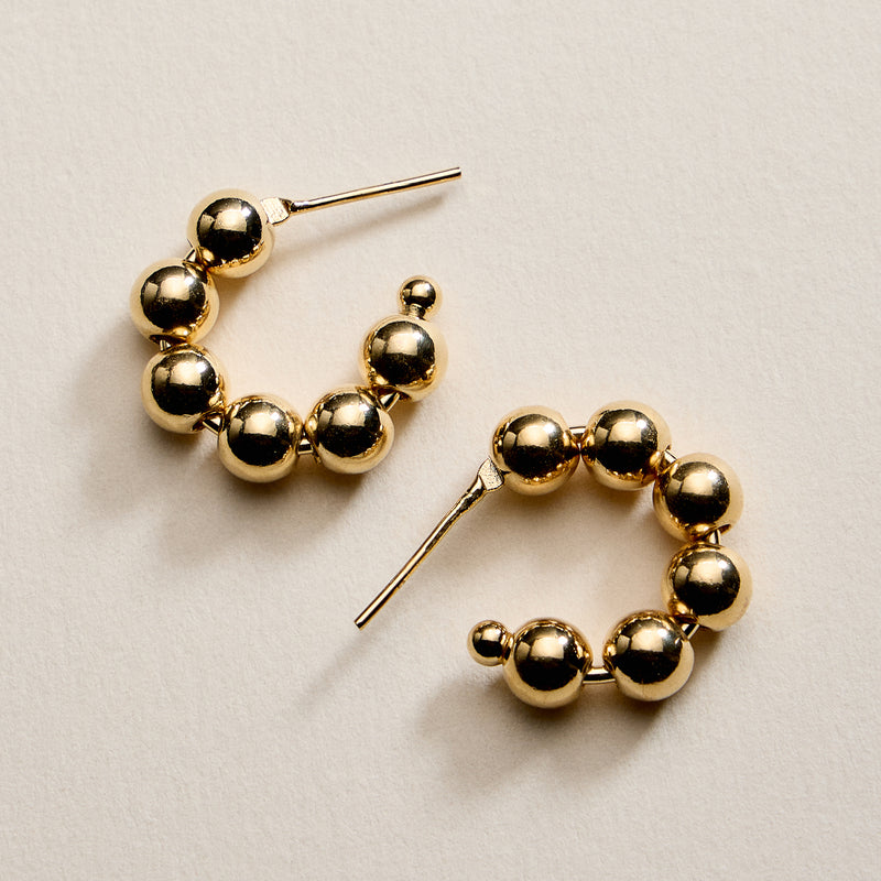 Gold Filled Beaded Hoop Earrings – 20mm, 30mm, 40mm