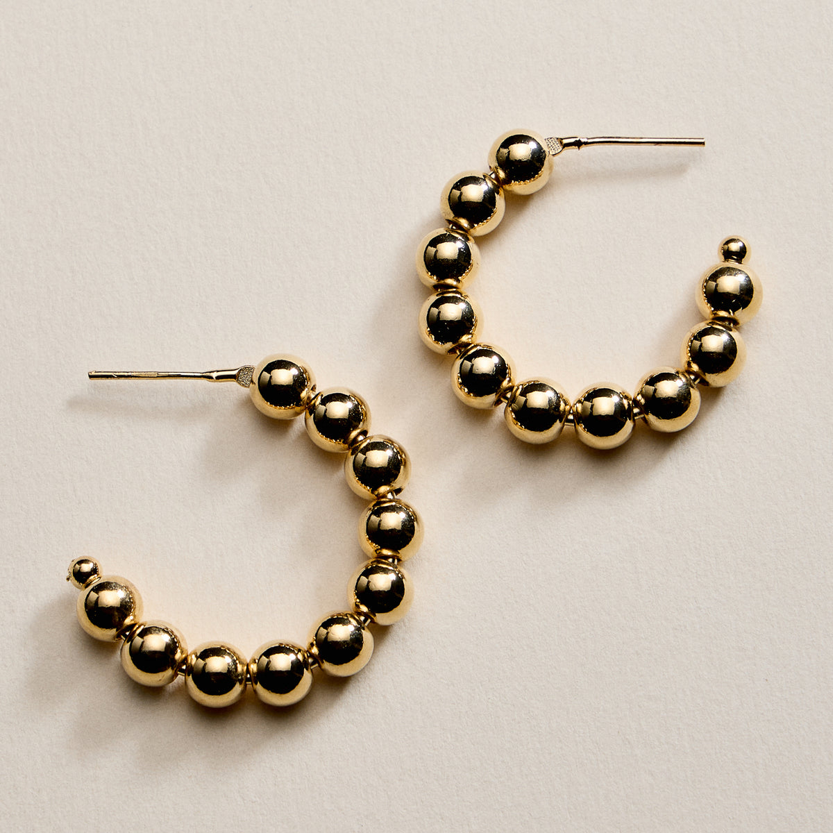 Gold Filled Beaded Hoop Earrings