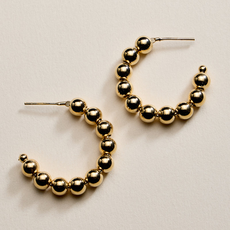 Gold Filled Beaded Hoop Earrings