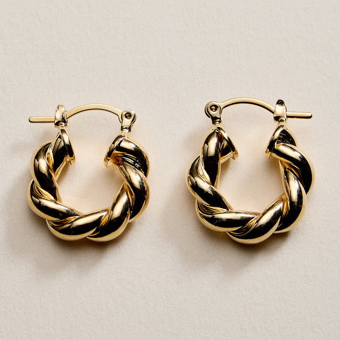 Gold Filled Braided Hoop Earrings