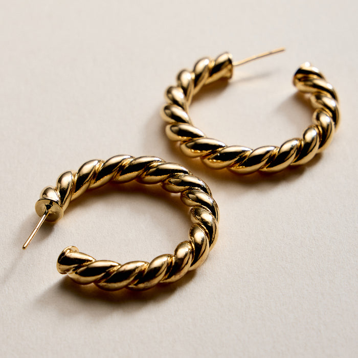 Gold Filled Rope Hoop Earrings