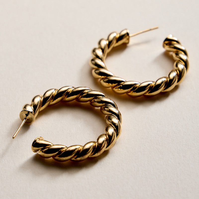 Gold Filled Rope Hoop Earrings