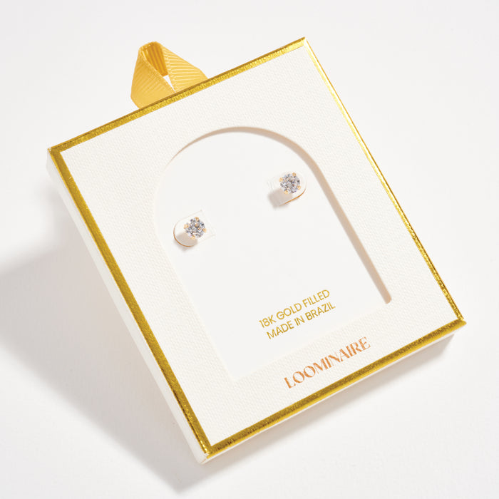 Gold Filled Round CZ Stud Earrings-Small Size CZ