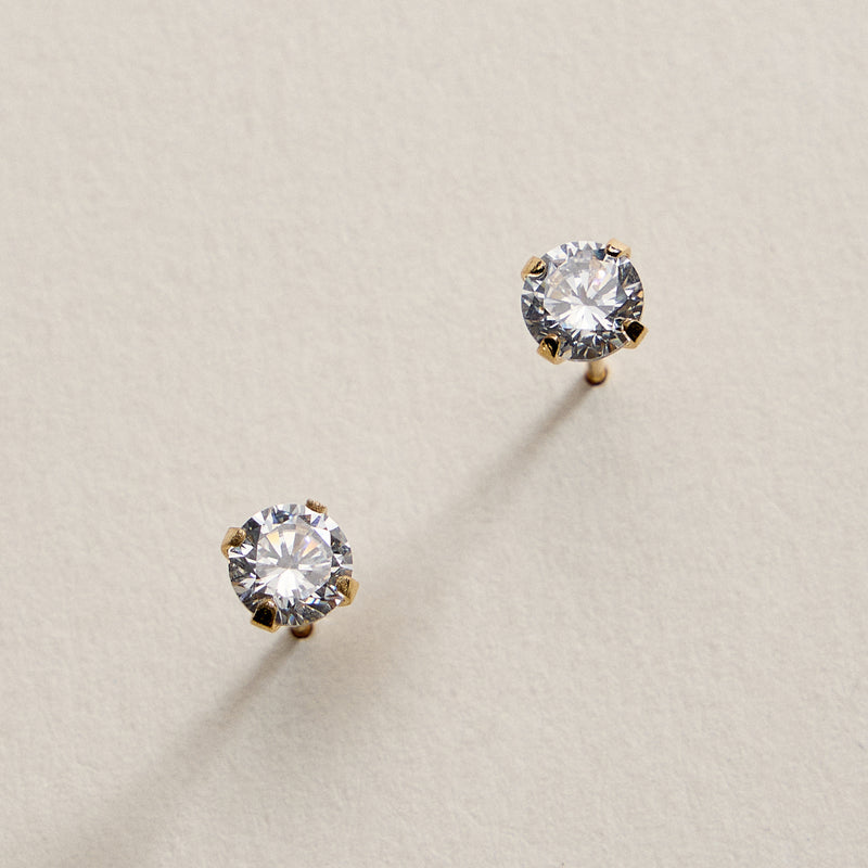 Gold Filled Round CZ Stud Earrings