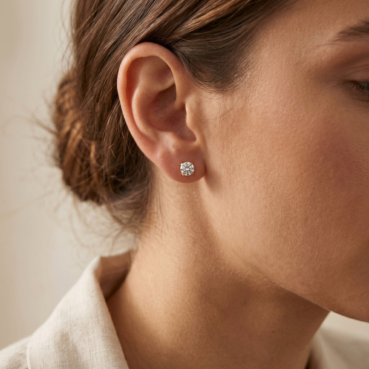 Gold Filled Round CZ Stud Earrings | Small Size CZ