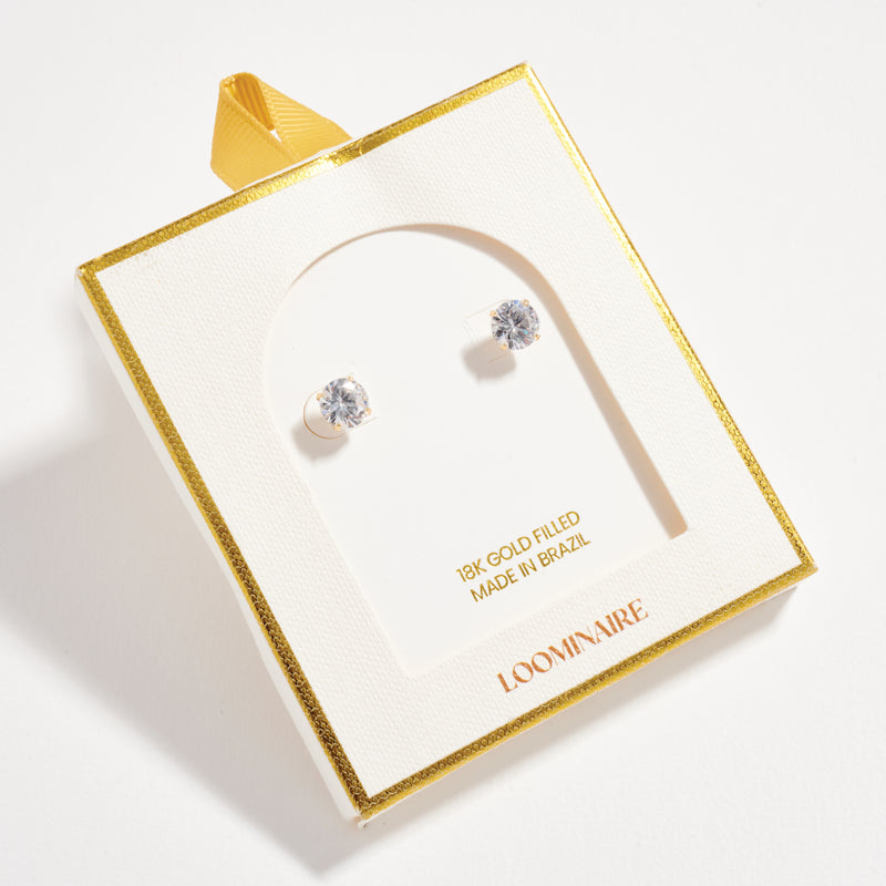 Gold Filled Round CZ Stud Earrings – Medium Size CZ