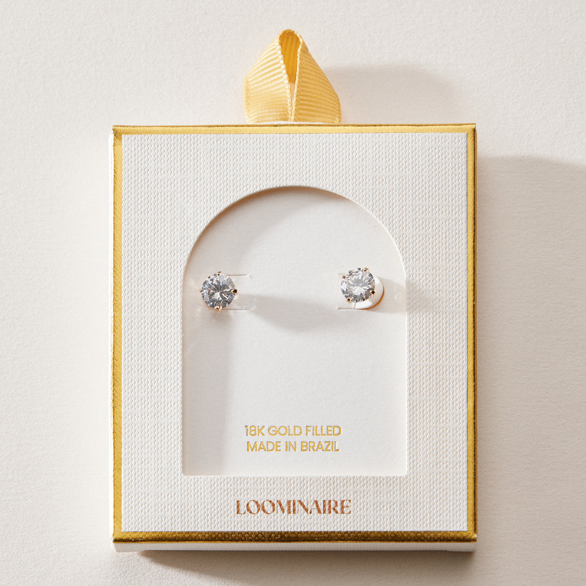 Gold Filled Round CZ Stud Earrings | Medium Size CZ