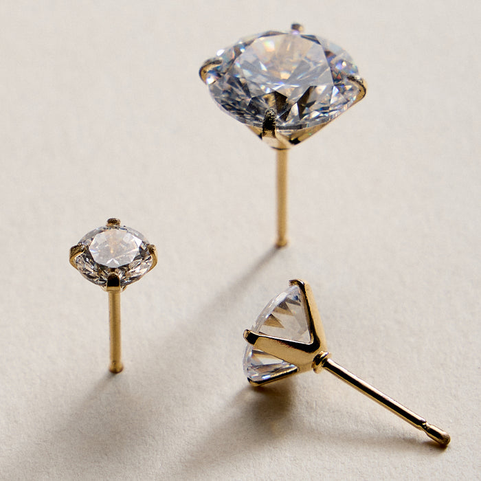 Gold Filled Round CZ Stud Earrings | Small Size CZ