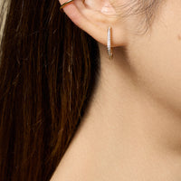 Gold Filled Oval Hoop Earrings with Cubic Zirconia