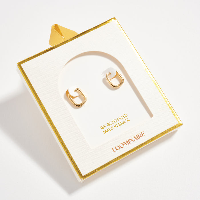 Gold Filled Square Huggie Hoop Earrings – Small Chunky Hoops