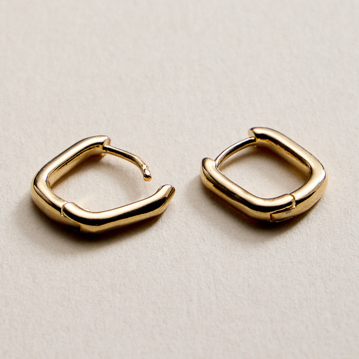 Gold Filled Square Huggie Hoop Earrings – Small Chunky Hoops