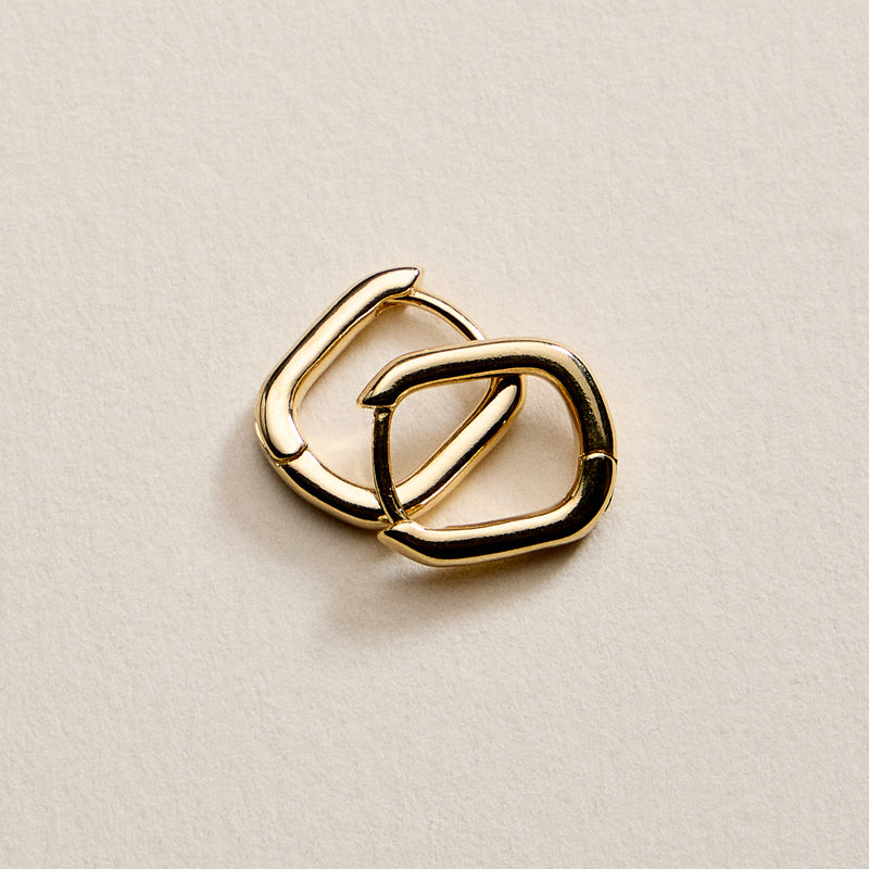 Gold Filled Square Huggie Hoop Earrings – Small Chunky Hoops