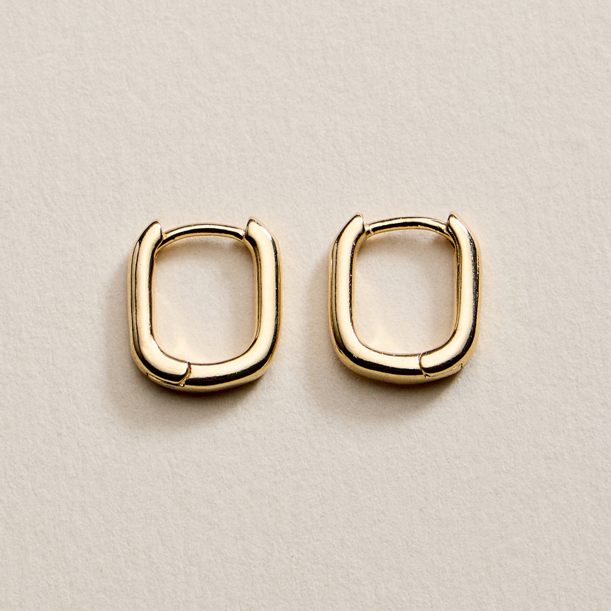 Gold Filled Square Huggie Hoop Earrings – Small Chunky Hoops