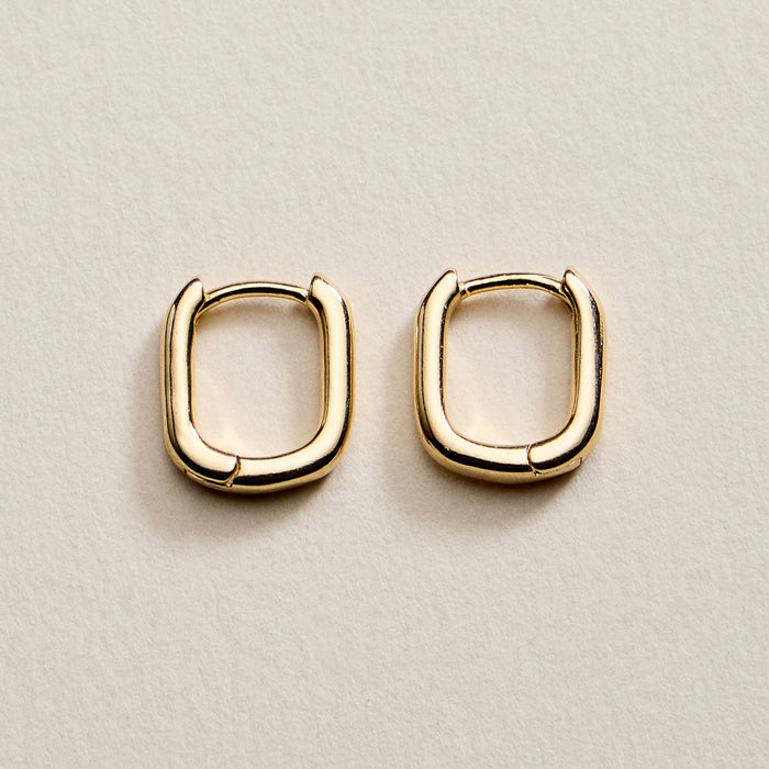 Gold Filled Square Huggie Hoop Earrings – Small Chunky Hoops