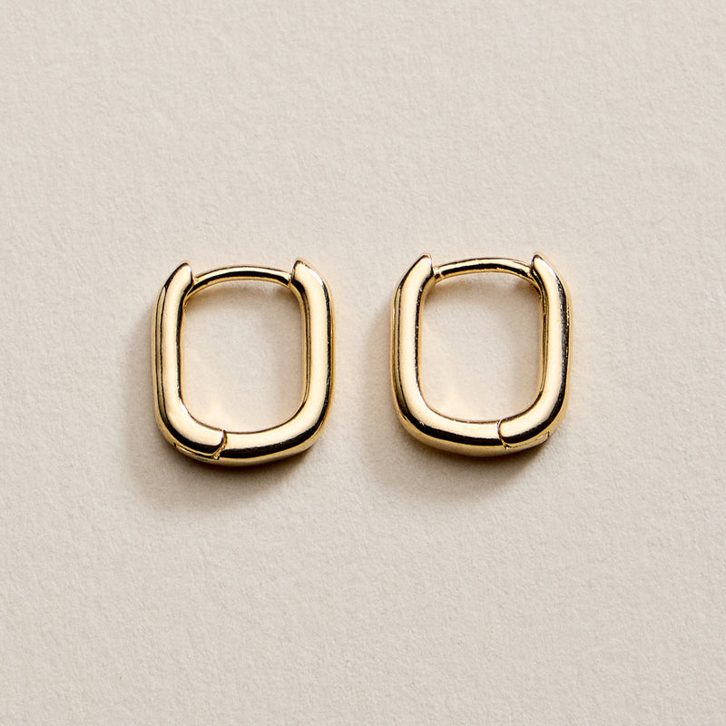 Gold Filled Square Huggie Hoop Earrings – Small Chunky Hoops
