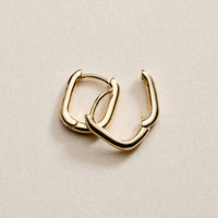 Gold Filled Square Huggie Hoop Earrings – Small Chunky Hoops