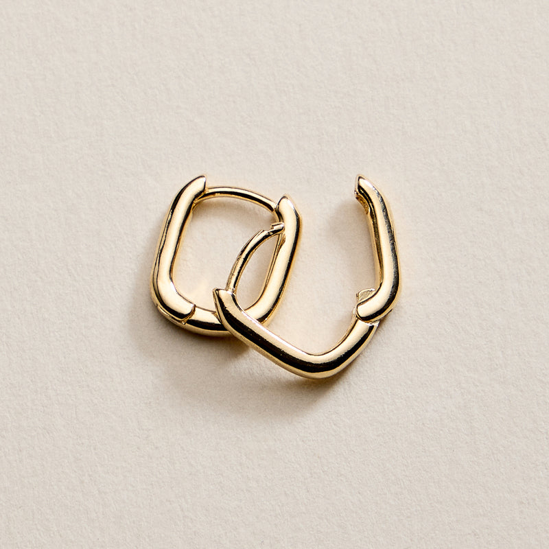 Gold Filled Square Huggie Hoop Earrings – Small Chunky Hoops