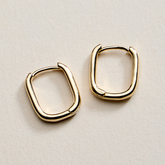 Gold Filled Square Huggie Hoop Earrings – Medium Chunky Hoops