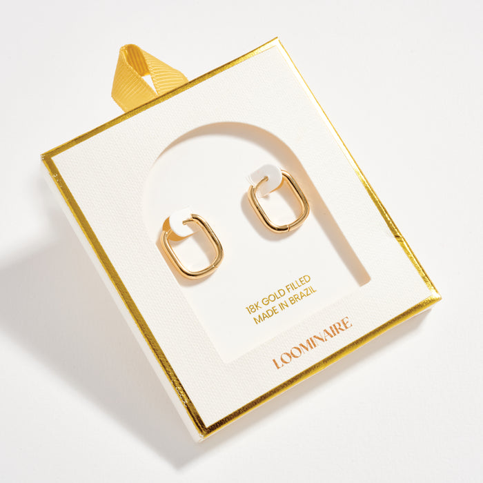 Gold Filled Square Huggie Hoop Earrings – Large Chunky Hoops