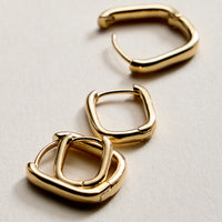 Gold Filled Square Huggie Hoop Earrings