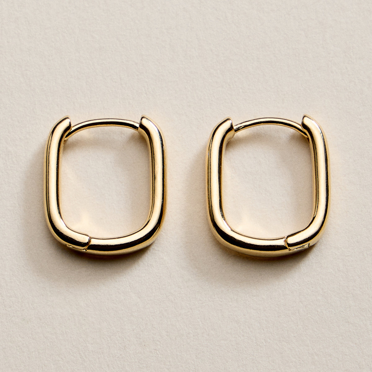 Gold Filled Square Huggie Hoop Earrings – Large Chunky Hoops