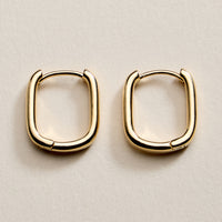 Gold Filled Square Huggie Hoop Earrings – Large Chunky Hoops
