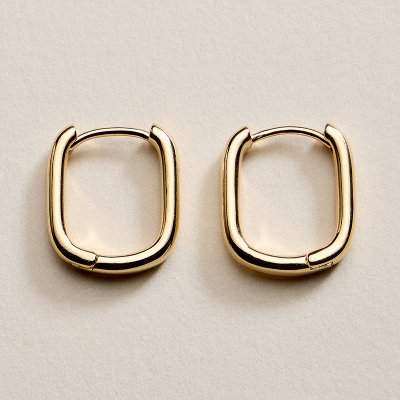 Gold Filled Square Huggie Hoop Earrings – Large Chunky Hoops