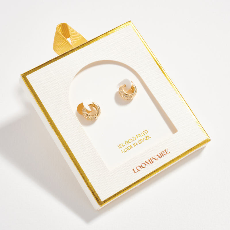 Gold Filled Small Crystal Hoop Earrings