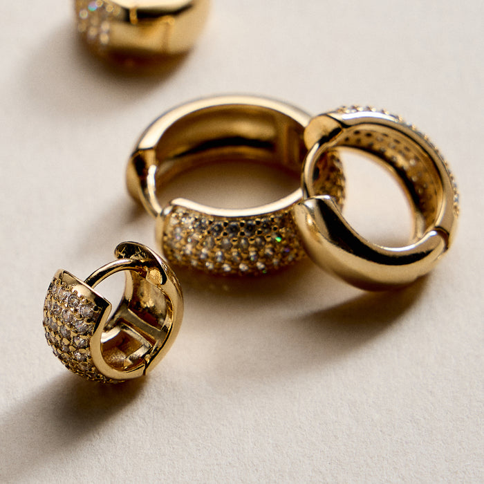 Gold Filled Large Crystal Hoop Earrings