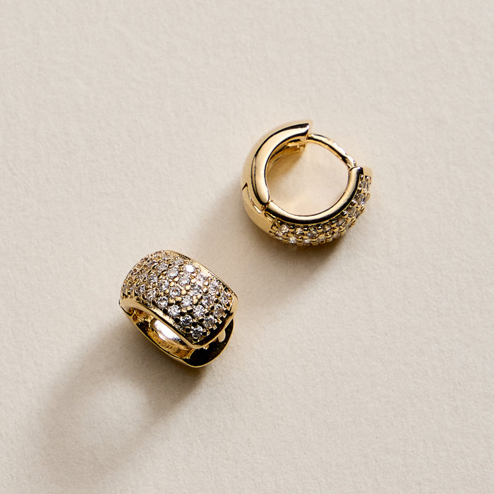 Gold Filled Small Crystal Hoop Earrings
