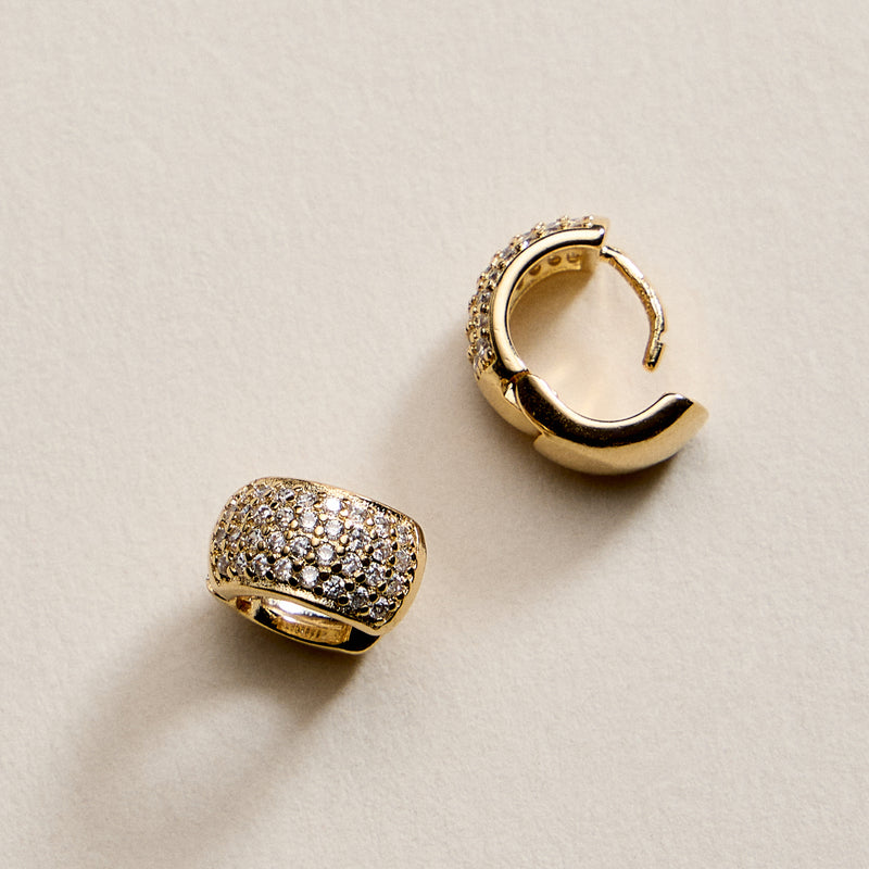 Gold Filled Small Crystal Hoop Earrings