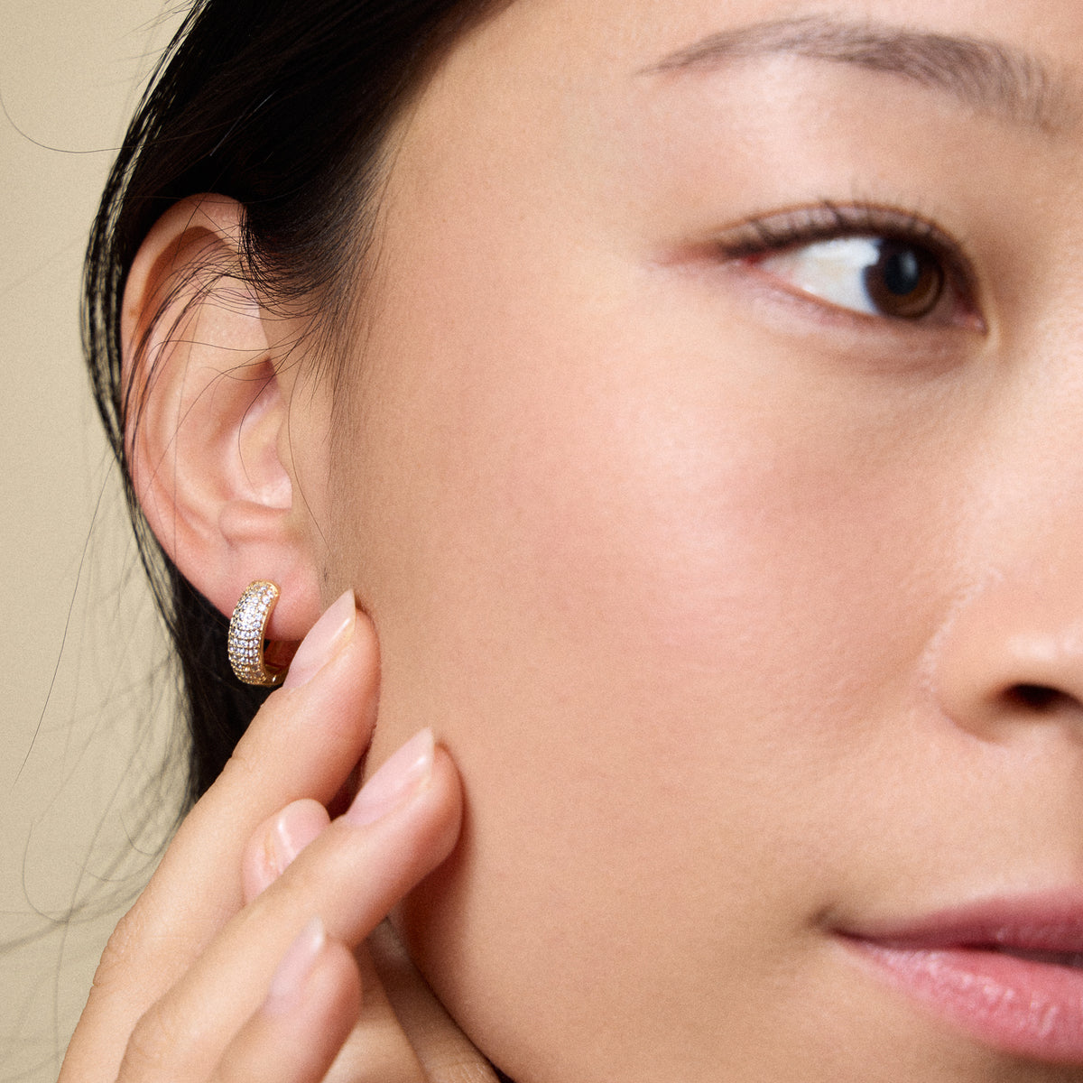 Gold Filled Medium Crystal Hoop Earrings