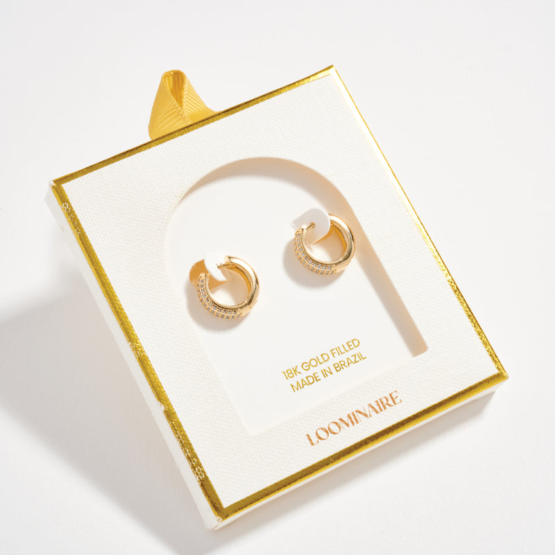 Gold Filled Medium Crystal Hoop Earrings