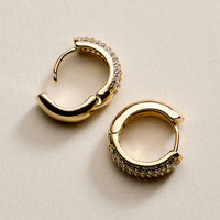 Gold Filled Medium Crystal Hoop Earrings