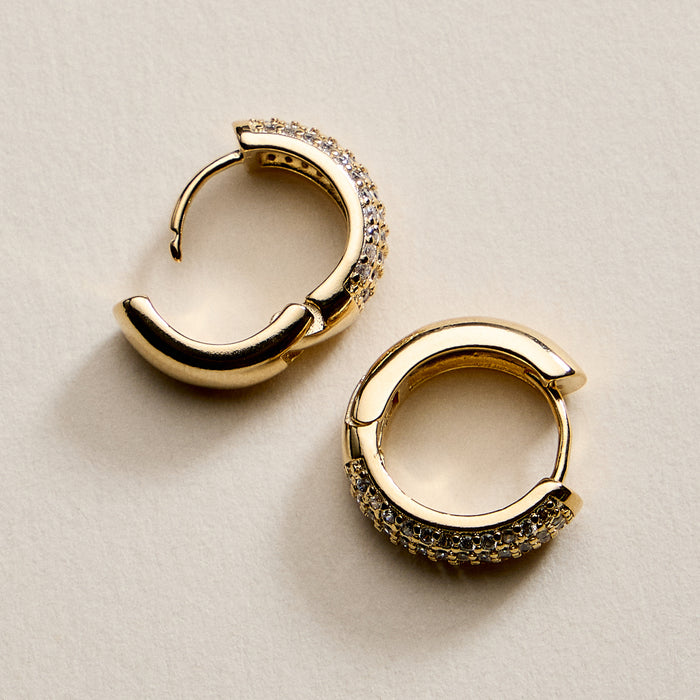 Gold Filled Medium Crystal Hoop Earrings