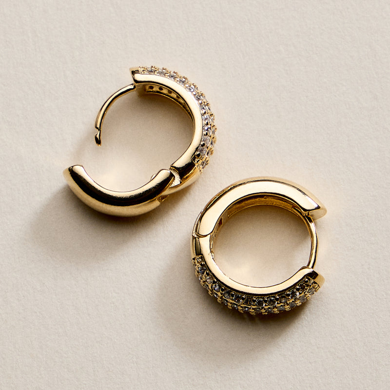 Gold Filled Medium Crystal Hoop Earrings