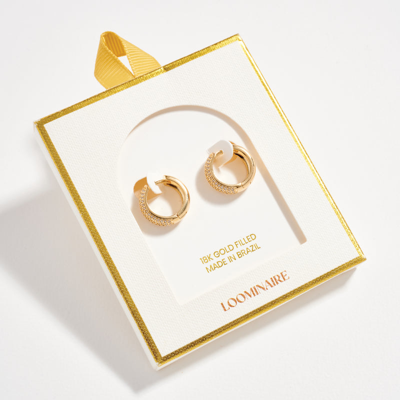 Gold Filled Large Crystal Hoop Earrings