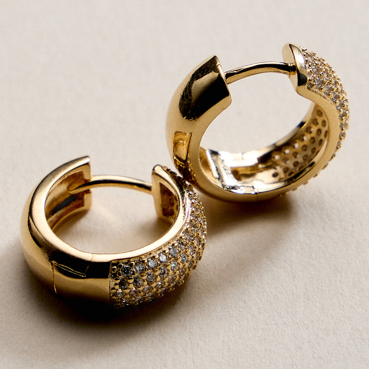 Gold Filled Large Crystal Hoop Earrings