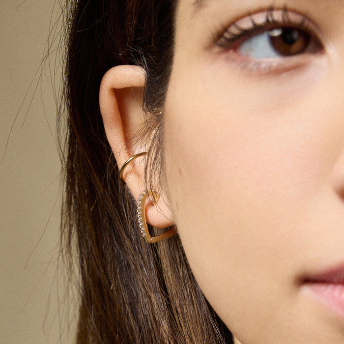 Gold Filled Heart Hoop Earrings with CZ Accents