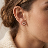 18K Gold Filled CZ Clover Stud Earrings