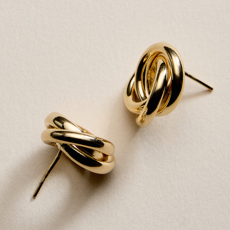Gold Filled Love Knot Stud Earrings
