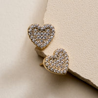 Gold Filled Cubic Zirconia Heart Stud Earrings