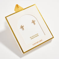 Gold Filled Cross Stud Earrings with CZ Accents – Petite Sparkle Design