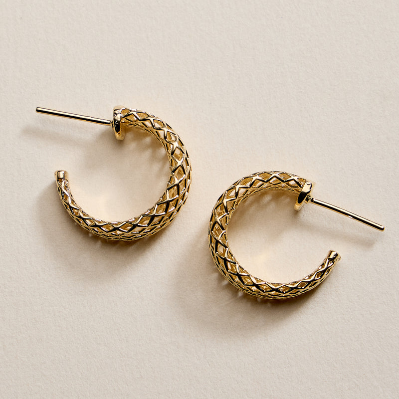 Gold Filled Woven Lattice Earrings