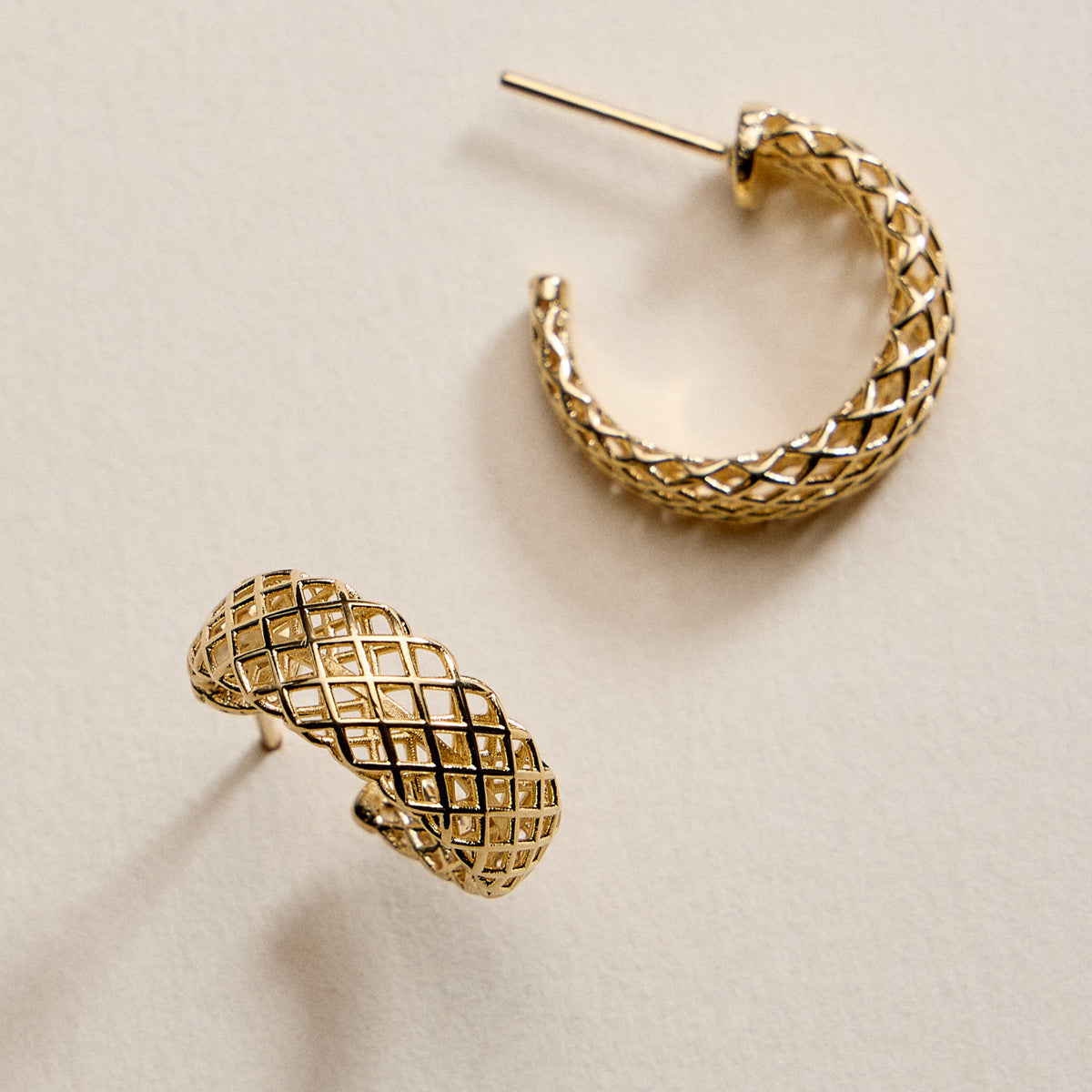Gold Filled Woven Lattice Earrings