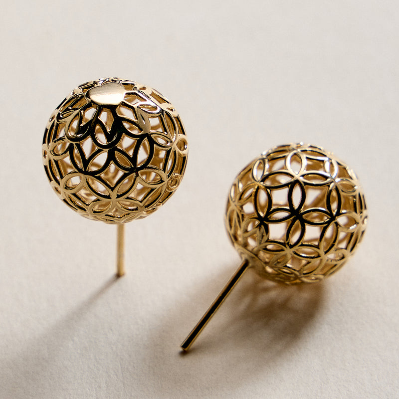Gold Filled Filigree Ball Stud Earrings