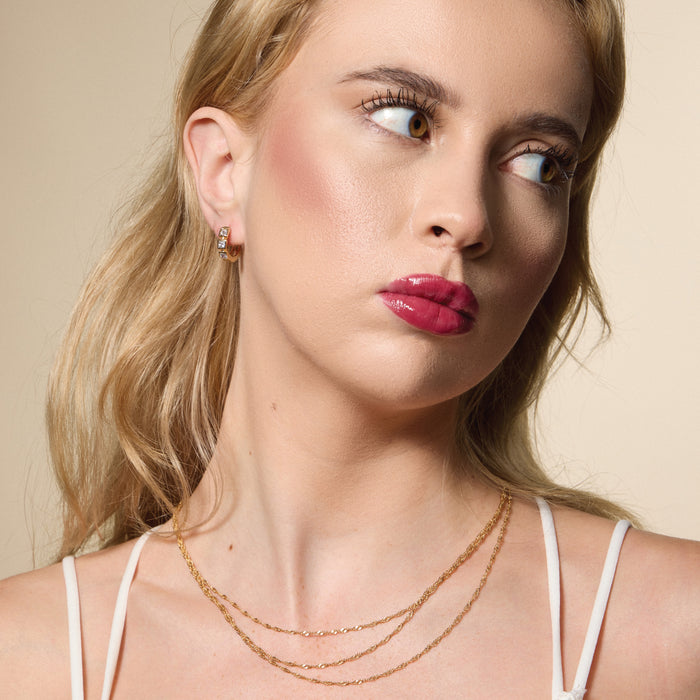 Gold Filled CZ Huggie Hoop Earrings