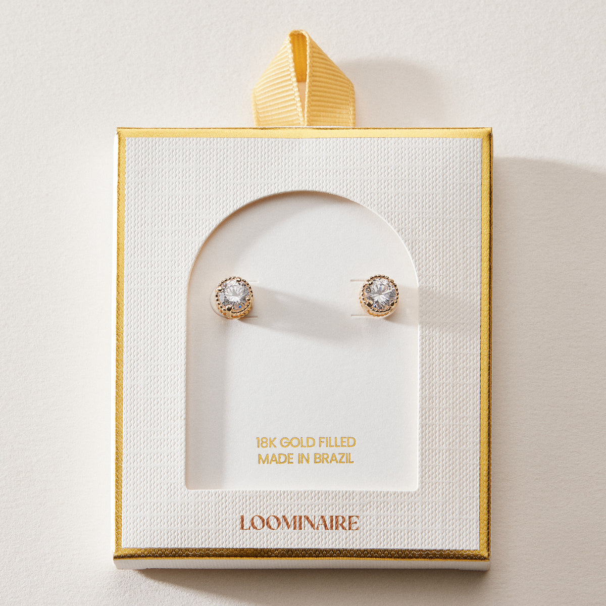 18K Gold Filled CZ Round Stud Earrings