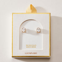 18K Gold Filled Oval CZ Stud Earrings
