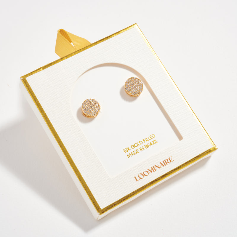 Gold Filled Pave CZ Stud Earrings